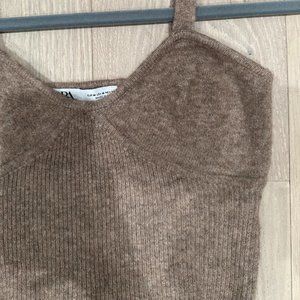 Knit Beige Cropped Tank